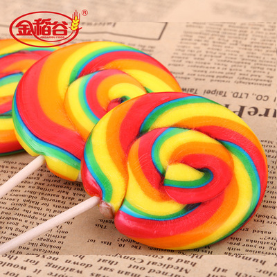 金稻谷散装50克五彩波板糖水果棒棒糖学生糖果休闲小零食超市批发|ru