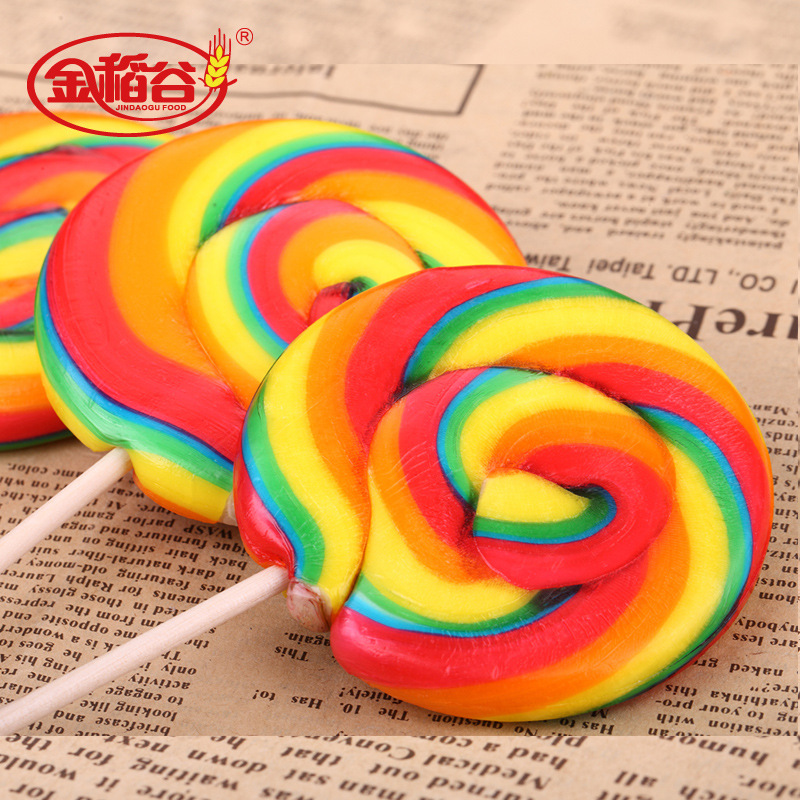 金稻谷散装50克五彩波板糖水果棒棒糖学生糖果休闲小零食超市批发|ru
