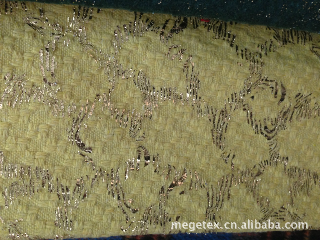 【厂家直销】烫金粗纺面料/毛呢子外套毛纺面料/可按样定制花型