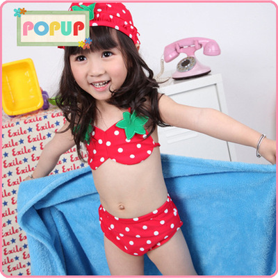 Dot strawberry Strawberry Fission Swimsuit children hot spring Swimwear new pattern Bikini children Swimsuit wholesale