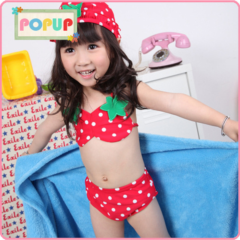 Dot strawberry Strawberry Fission Swimsuit children hot spring Swimwear new pattern Bikini children Swimsuit wholesale