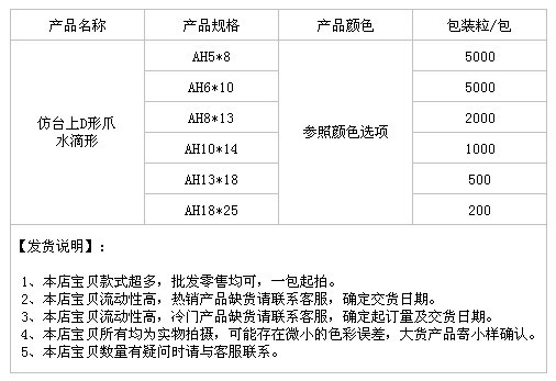 仿台上D形爪水滴形