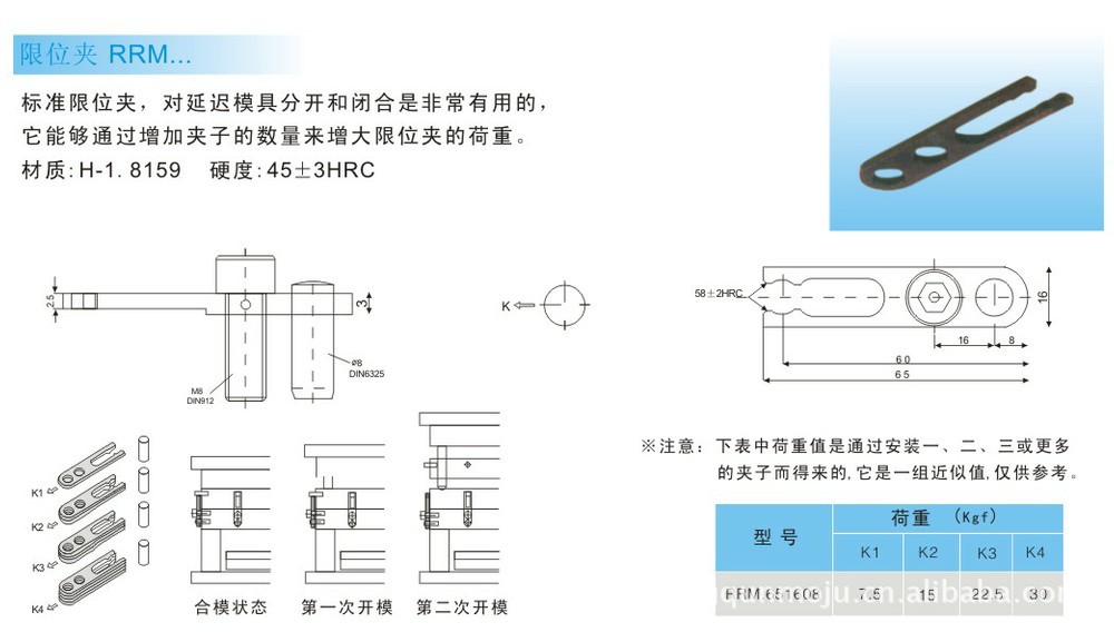 限位夹RRM.651608大量批发厂价供应CUMSA-O标准系列 模具配件