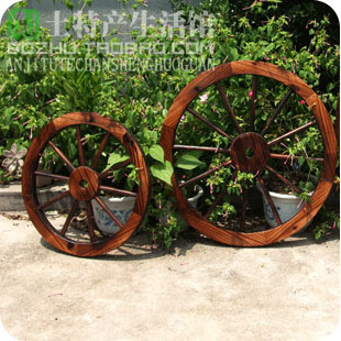 装饰用壁挂木制车轮/田园风格/仿古车轮/ 直径55厘米