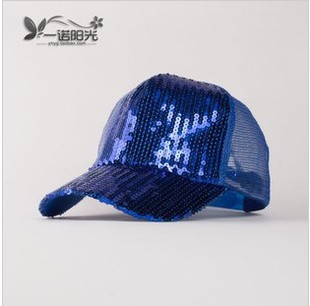 表演亮片棒球帽子鸭舌帽网帽珠片面料夜店帽仪仗队帽运动会|ru
