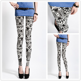 2093 �ڰ׎׺ξ��l��̖ӡ�����ѝ leggings �W���ŷ�ѝ