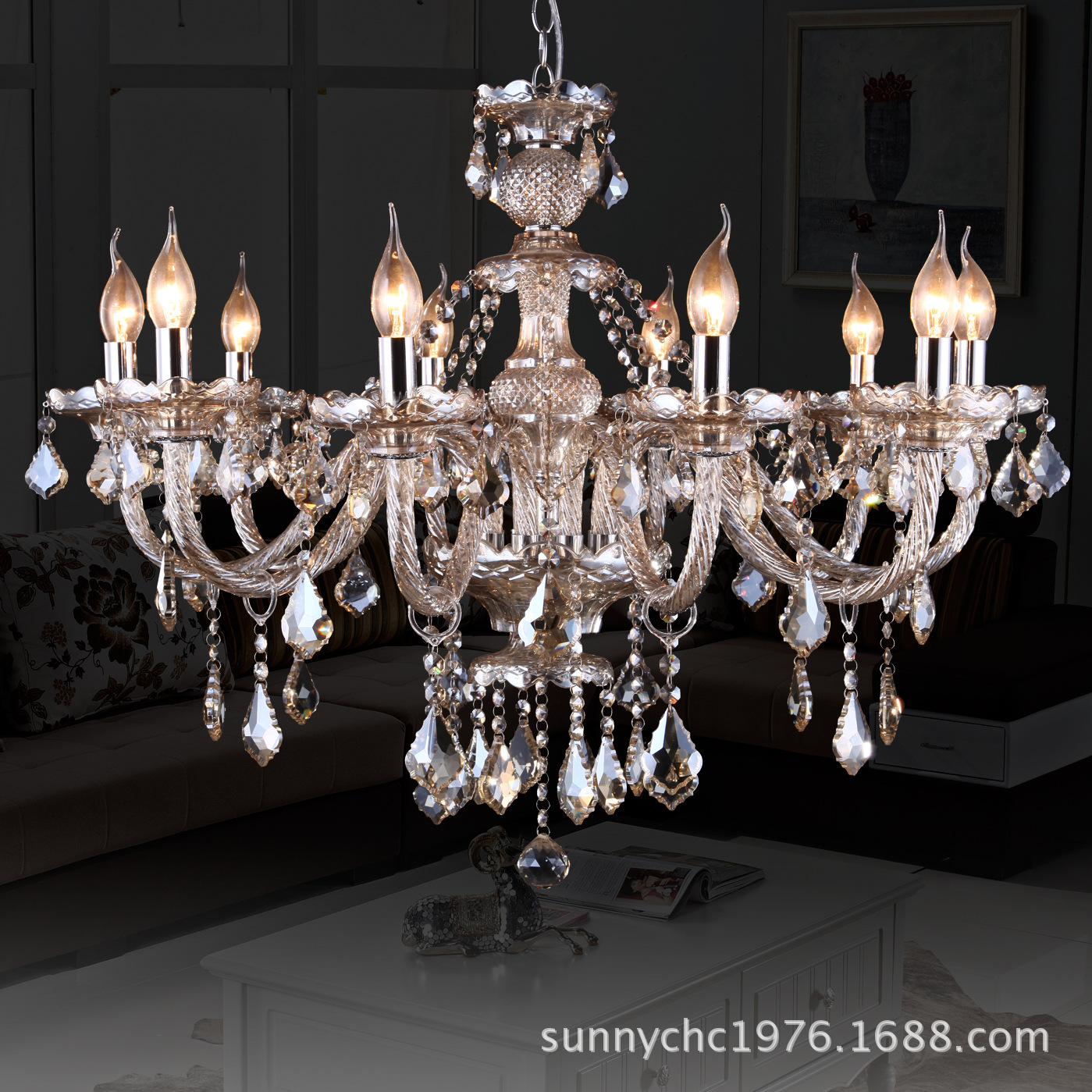 Guzhen fábrica promoción coñac color gran sala de estar dormitorio comedor escalera lámparas de alta gama Hotel vestíbulo iluminación de la habitación