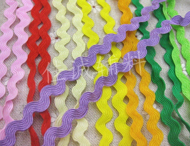 彩色丙纶S形织带 波浪花边 服装辅料床上用品DIY配件 5MM