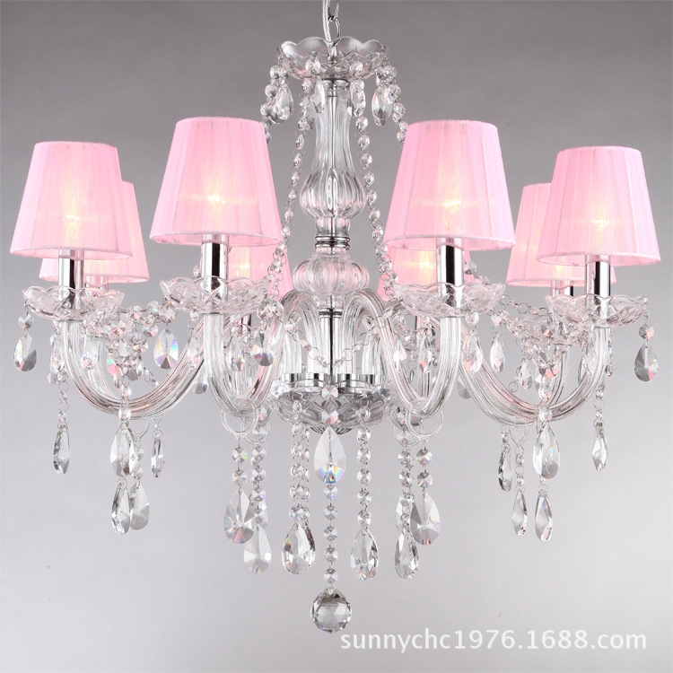 Lámpara de vela transparente de 8 cabezas con pantalla Lámpara de araña de estilo europeo adecuada para sala de estar dormitorio comedor lámpara KTV lámpara de habitación de hotel