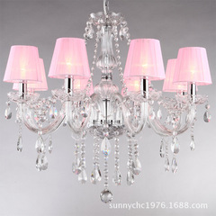 8 transparent candle chandeliers with shades, European style chandeliers for living room, bedroom, dining room, KTV, hotel guest room lighting