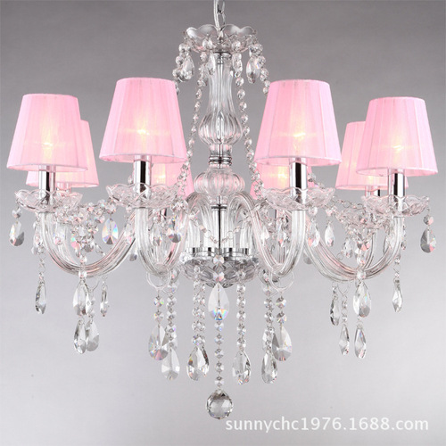 8 transparent candle chandeliers with shades, European style chandeliers for living room, bedroom, dining room, KTV, hotel guest room lighting
