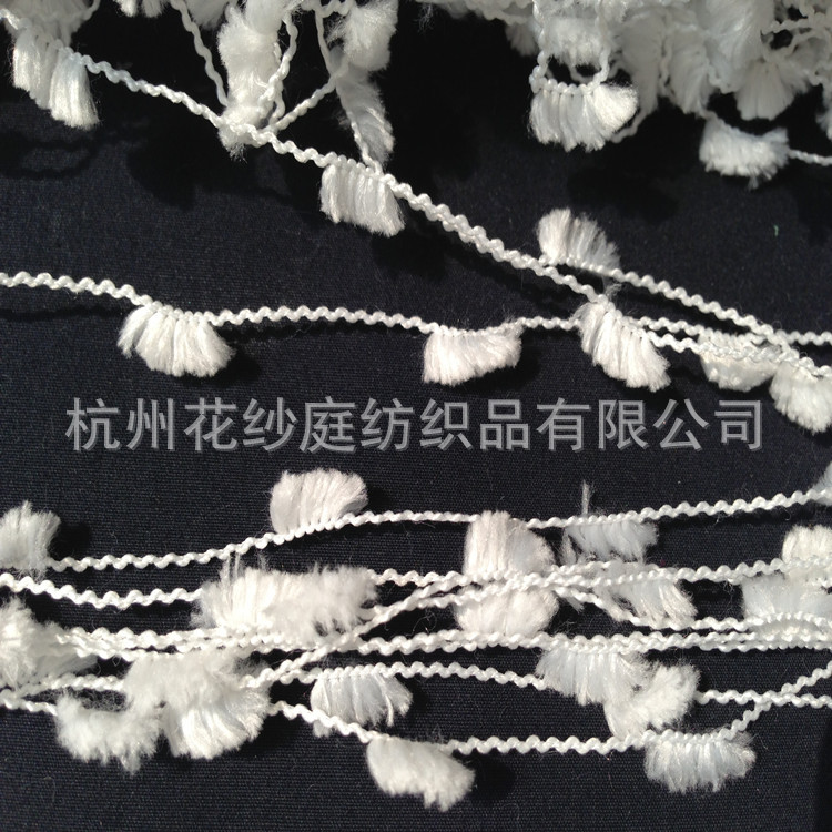 涤纶菊花纱 涤纶牙刷绒 低弹丝小球纱白坯现货