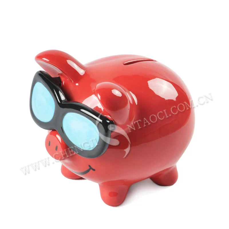 Glasses, creative piggy bank, pig