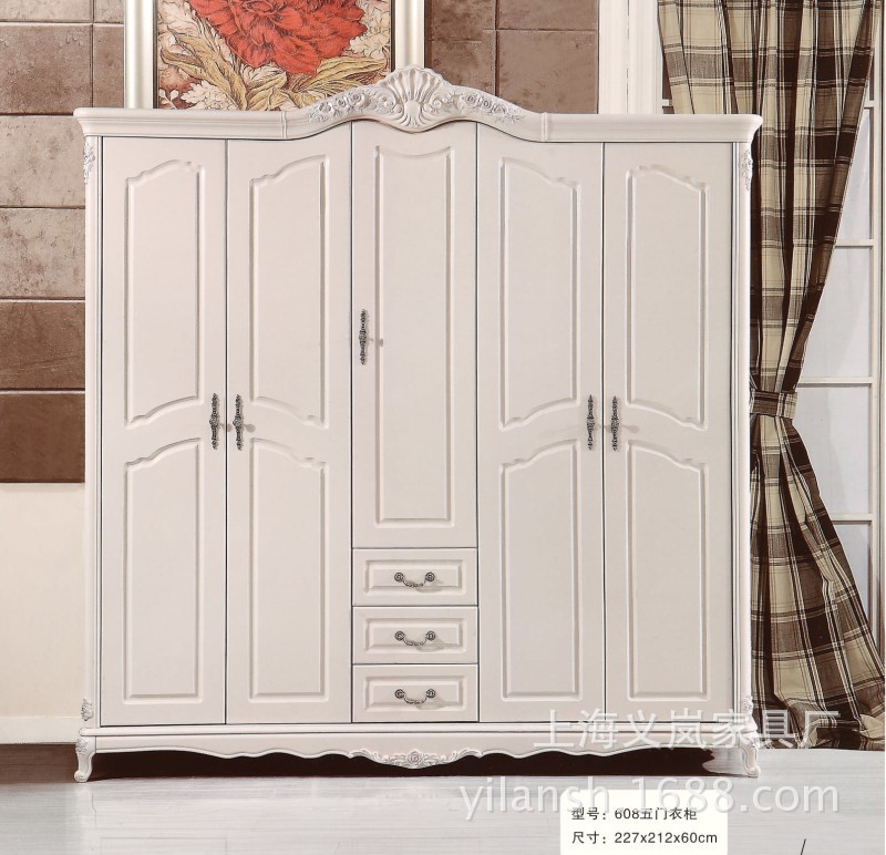 厂家定制五门简单衣柜 整体收纳实木衣柜 北欧推拉门衣帽间|ms