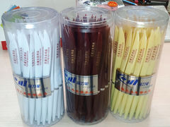 漢通辦公用扁刀筆快遞開箱筆藍色圓珠筆0.7mm刀型筆刀形筆批發