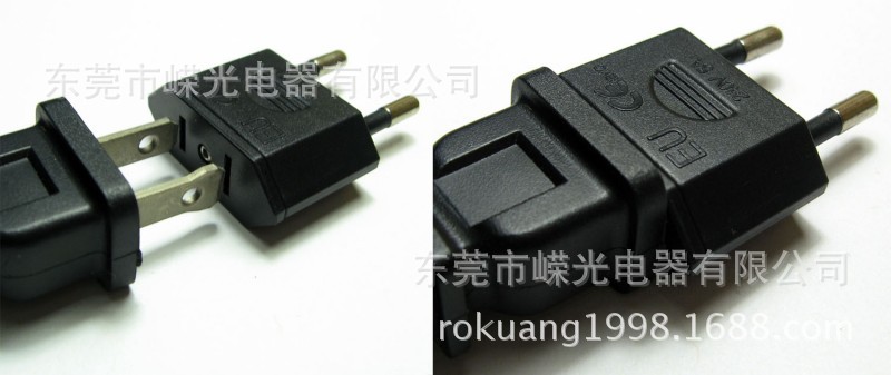 9619-1 欧式转换插座 双扁插座转两圆插头 美国极性插头转换器