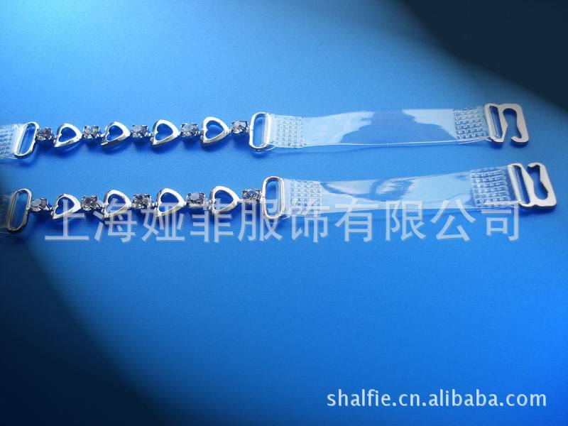 Shanghai Foreign trade factory Customized tpu Diamonds invisible transparent Shoulder strap Metal decorate Underwear Shoulder strap