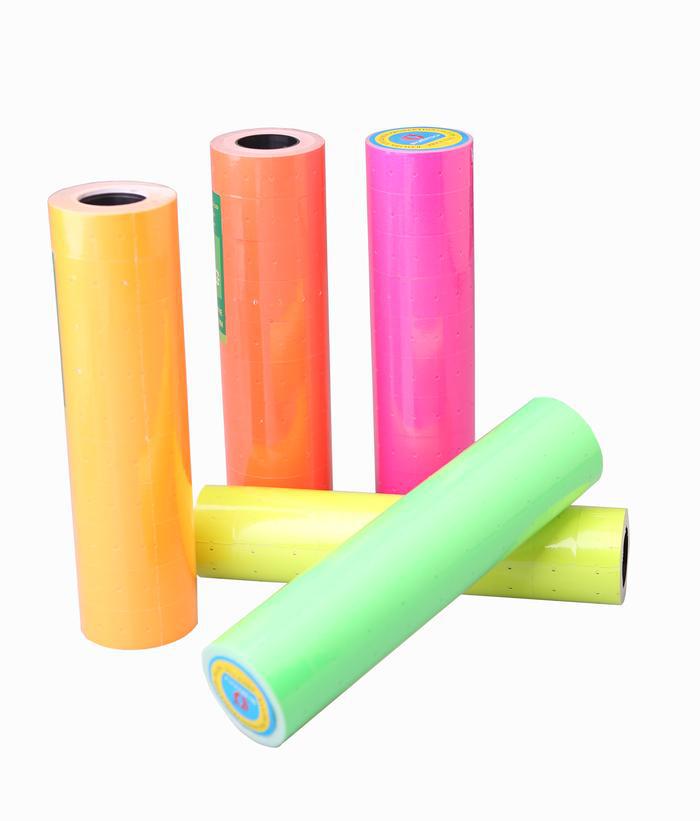 彩色单排标价纸 5500机专用打价纸 荧光标签纸 不干胶标价纸