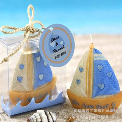 廠家直銷婚慶喜慶蠟燭 婚慶回禮用品批發新款創意帆船蠟燭