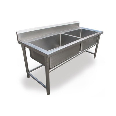 厂家定制学校食堂厨房设备商用不锈钢304双槽水槽 洗菜槽洗碗盆