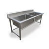 厂家定制学校食堂厨房设备商用不锈钢304双槽水槽 洗菜槽洗碗盆|ms