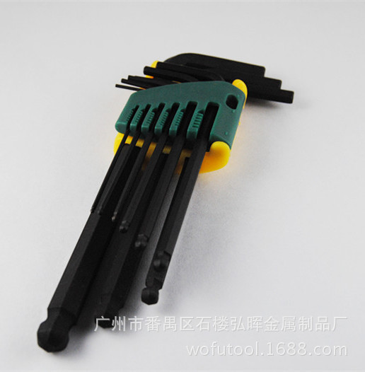 厂家供应优质铬钒发黑梅花六方六棱角球头六角扳手组合六角锁匙