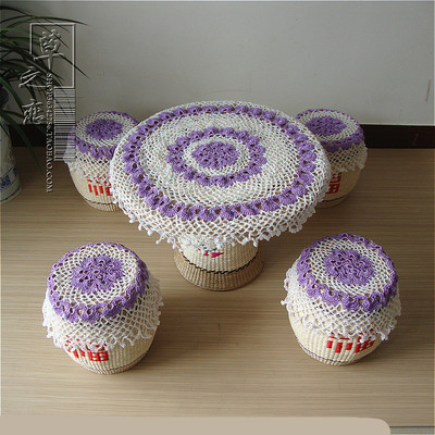 Cane tea table Straw Rattan Windows tea table Kang Straw Tatami 5 sets
