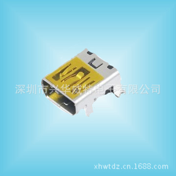 MINI USB 10P母座 90度 前插后贴 usb 母座连接器贴片