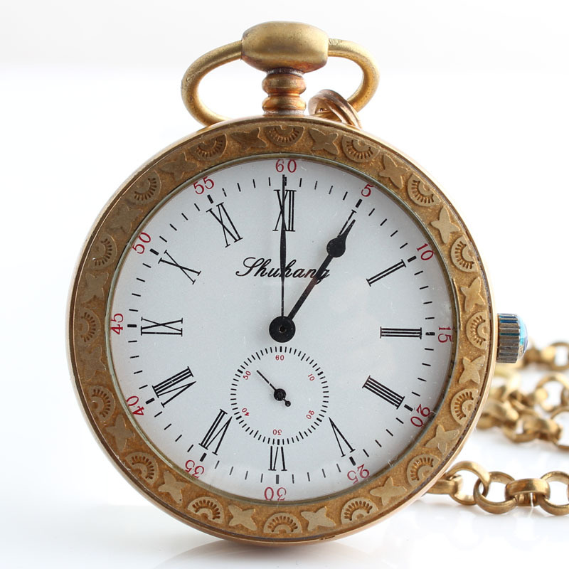 Copper brass fashionable retro mechanical antique pocket watch for…
