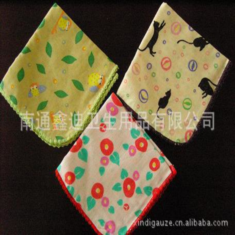 厂家供应外贸优质全棉印花纱布抹布 家具厨房用品清洁抹布批发