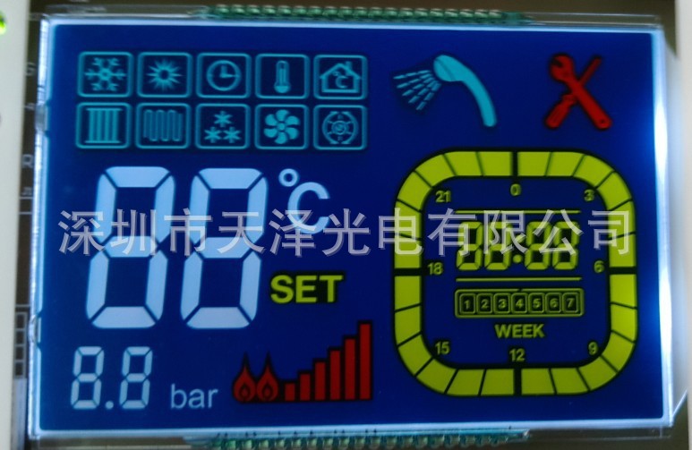 厂家供应定制热水器用LCD及配套背光源