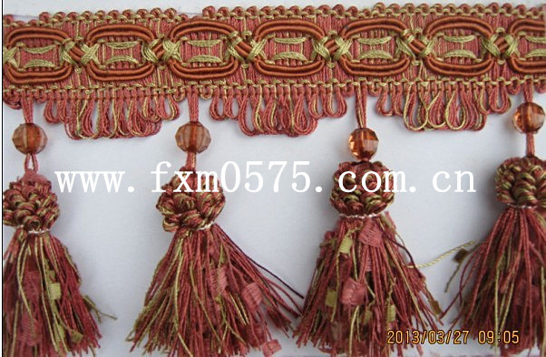 窗帘流苏珠子穗 草梅花边 涤纶丝线吊坠花边