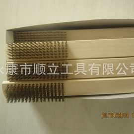 厂家6*16镀铜文玩钢丝刷 清洁 除锈手动工具板刷板刷