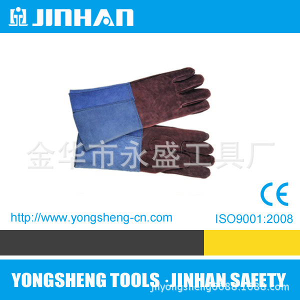 厂家直销牛二层皮棉纱涂胶加托胶袖浆袖全掌驳掌长短14和16寸手套