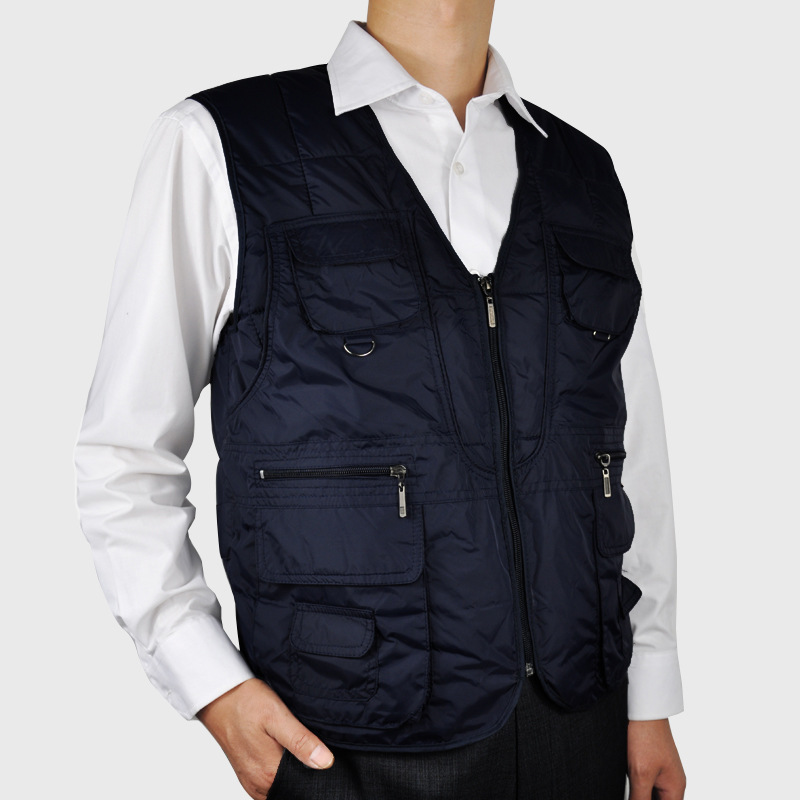 男士马甲背心多口袋中老年钓鱼马甲秋冬厚款爸爸背心男夹棉加厚|ru