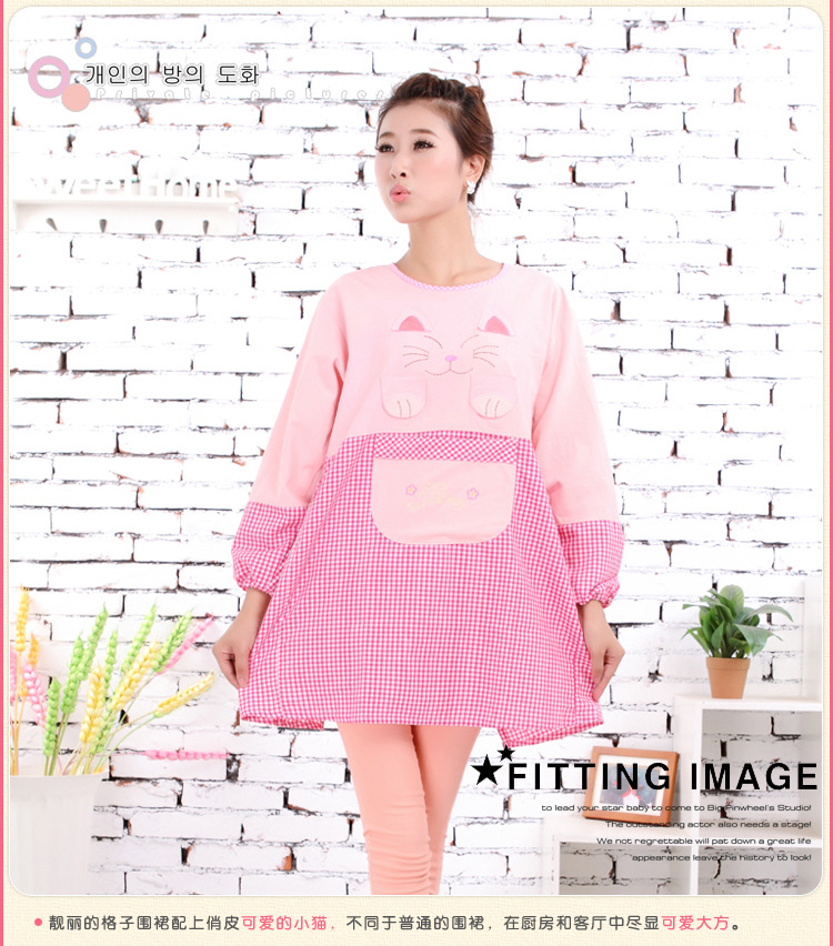 Liquidación Big Head Cat delantal de manga larga restaurante pet shop ropa de trabajo hogar anti-vestidor ropa anti-espalda delantal