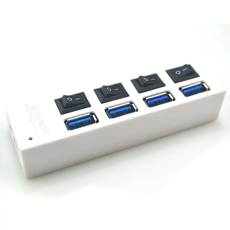 USB 3.0 хаб с независимым выключателем, четырехпортовый расширитель USB-хаб с питанием