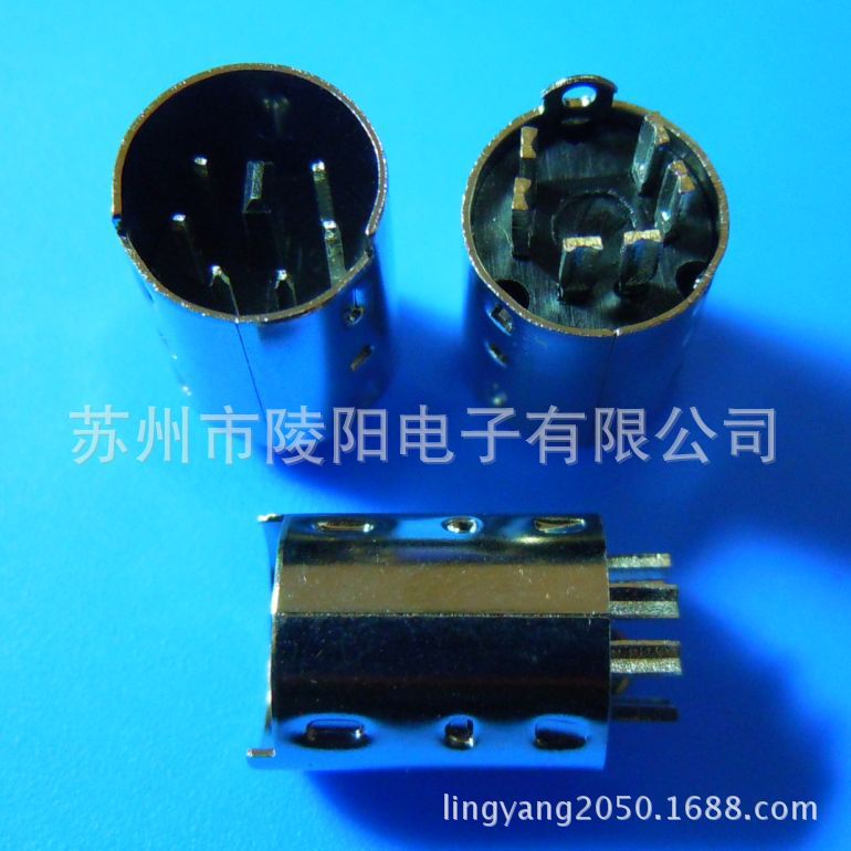 MINI DIN 6P公头/铜壳镀镍/铜冲针镀全锡