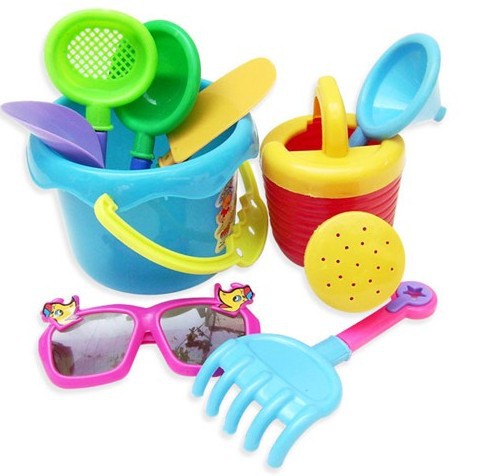 淘寶熱賣沙灘塑料玩具9件套裝洗澡玩沙挖沙海邊出遊兒童戲水玩具