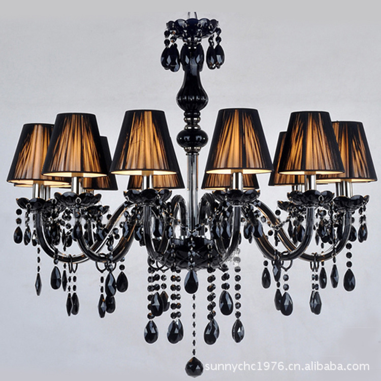 12-cabeza negro araña de cristal Europeo vela luz gran sala de estar Hotel vestíbulo luz entretenimiento lugar luz se puede personalizar