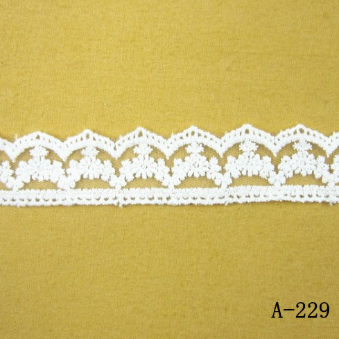 A-229双边对称透明网花朵蕾丝全纯棉刺绣花边DIY服装辅料3.5厘米