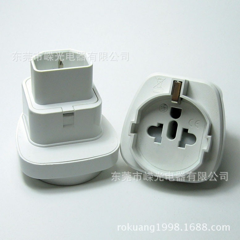 SD-320电脑品字尾转换插座 IEC320 C14转换器 带保护门德法式接地