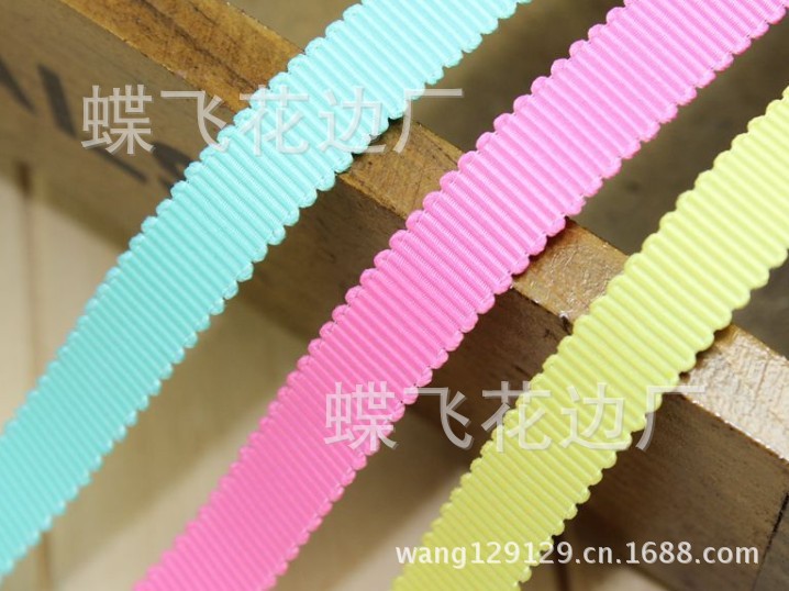 1CM三鼎人造丝帽带、罗纹带、DIY蝴蝶结材料、包装手工编织飘带