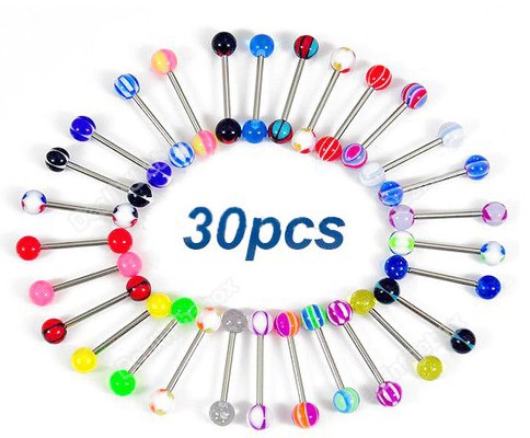 puncture Jewelry Stainless steel Umbilical nail Navel ring Belly button Acrylic Tongue pin combination pack sale