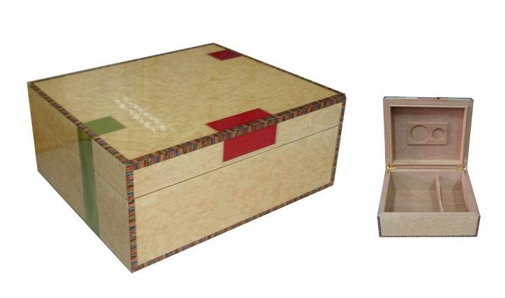 高光油漆翻盖多格雪松木雪茄盒雪茄香烟储存收藏盒 实用收纳盒