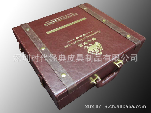 仿皮四支红酒礼盒手提红酒盒4支葡萄酒包装盒高档红酒盒 礼品盒