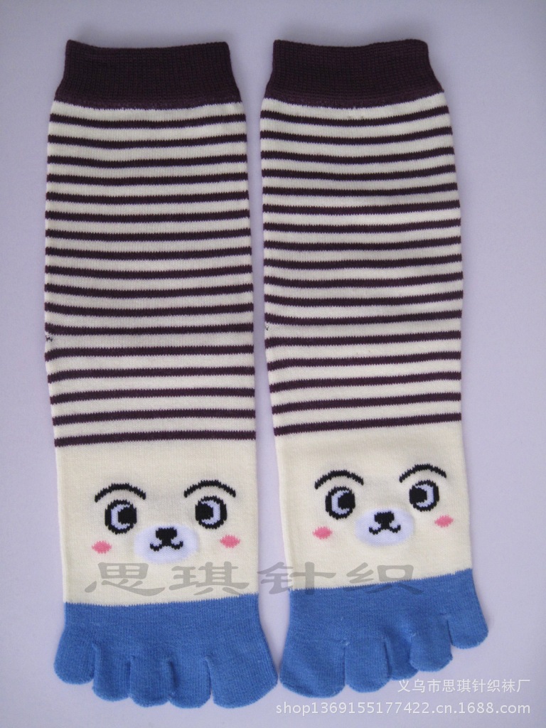 Women's high -end cartoon five -finger socks all cotton boutique…
