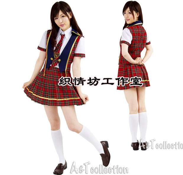 AKB48打歌服啦啦队演出服装 学生格子套装 班服校服 夜店DS服981