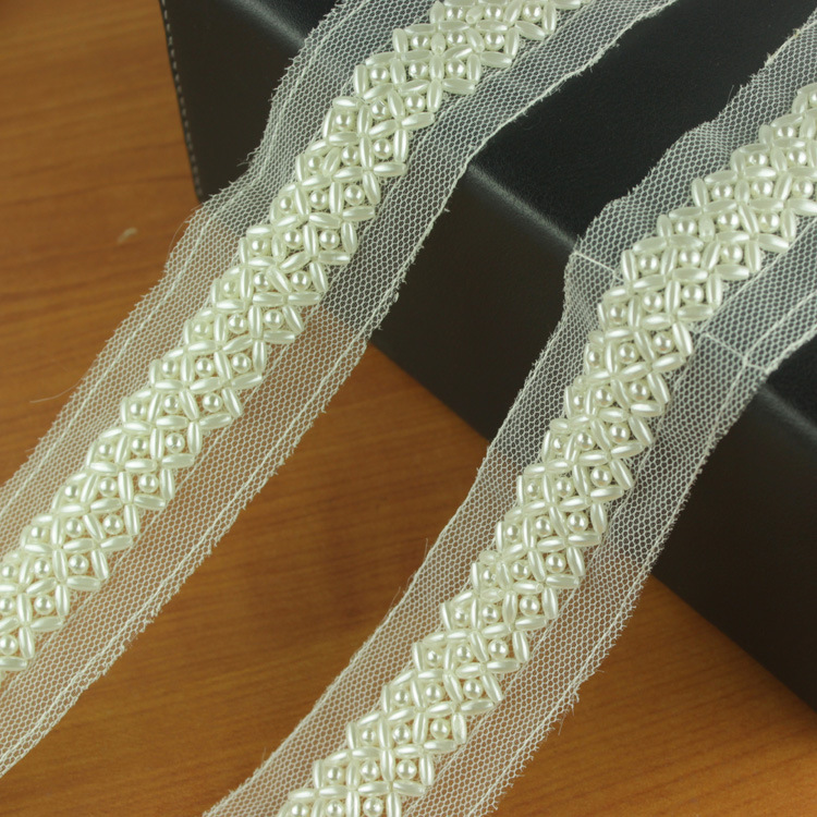 H011大量现货供应交叉菱形米珠泡珠手工串珠花边