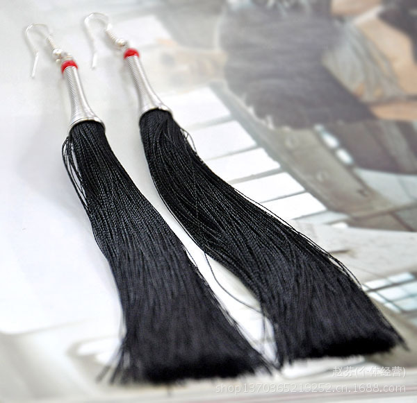 民族彩丝线流苏耳环